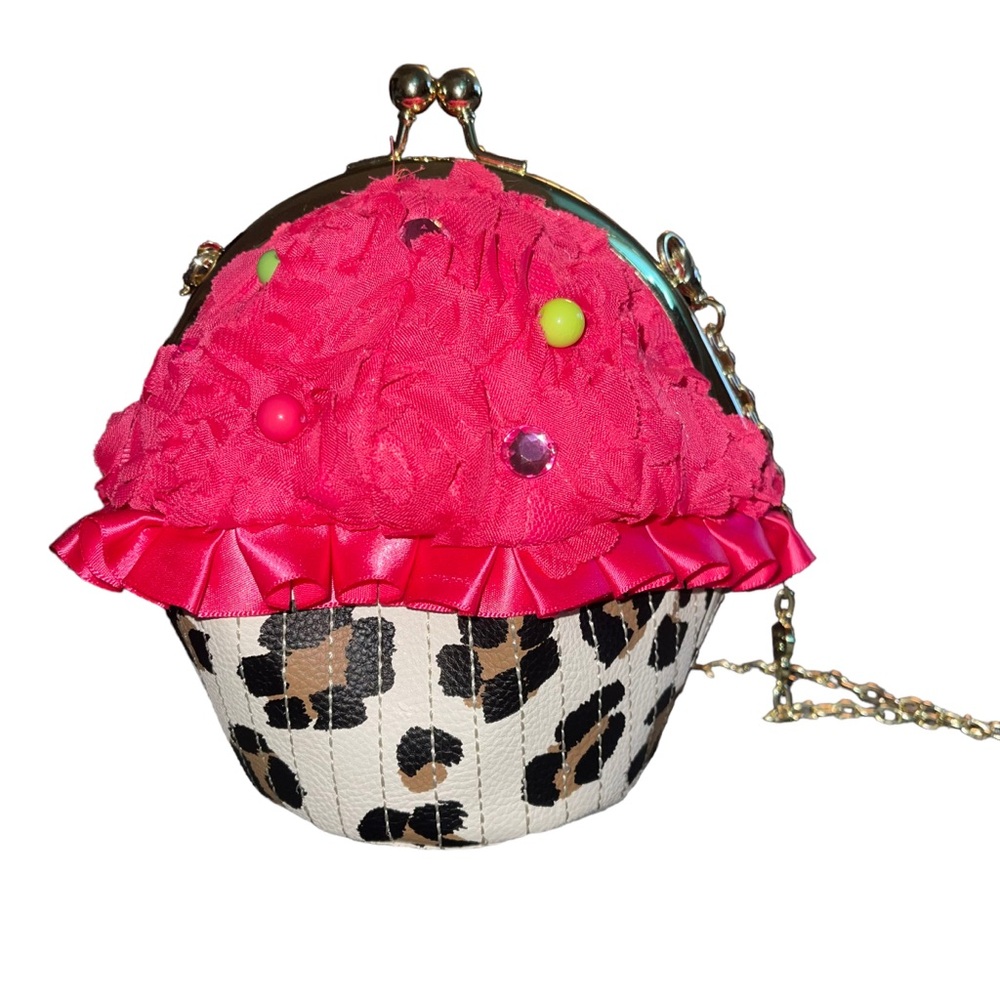 Betsey Johnson Pink and Black Cupcake Crossbody Bag